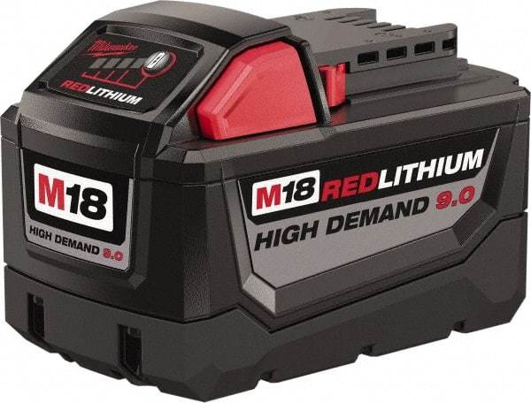 Milwaukee Tool - 18 Volt Lithium-Ion Power Tool Battery - 9 Ahr Capacity, Series M18 XC RED - Exact Industrial Supply