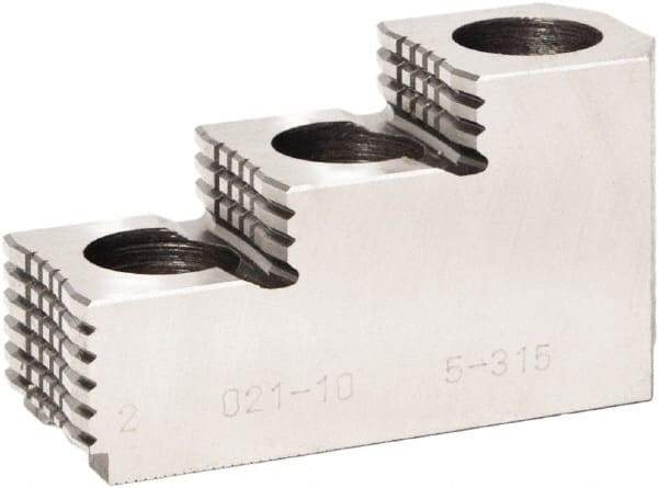 Bison - 6" Max Chuck Diam Compatibility, Steel 1.5mm x 60° Serrated Hard Lathe Top Jaws - 3 Steps - Exact Industrial Supply