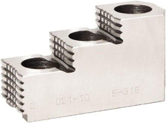 Bison - 10" Max Chuck Diam Compatibility, Steel 1.5mm x 60° Serrated Hard Lathe Top Jaws - 3 Steps - Exact Industrial Supply