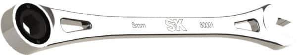 SK - 8mm 6 Point Combination Wrench - 7-3/4" OAL, Steel, Full Polish Finish - Exact Industrial Supply