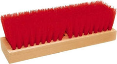 O-Cedar - 2" Bristle Length, Polypropylene Deck Scrub Brush - 10" Long x 3" Wide Head, 10" OAL, Red, Wood Block - Exact Industrial Supply