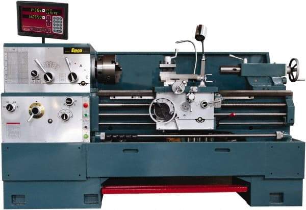 Enco - 18" Swing, 80" Between Centers, 230/460 Volt, Triple Phase Engine Lathe - 7MT Taper, 7-1/2 hp, 25 to 1,800 RPM, 3-1/8" Bore Diam, 40" Deep x 48-7/8" High x 136-1/8" Long - Exact Industrial Supply