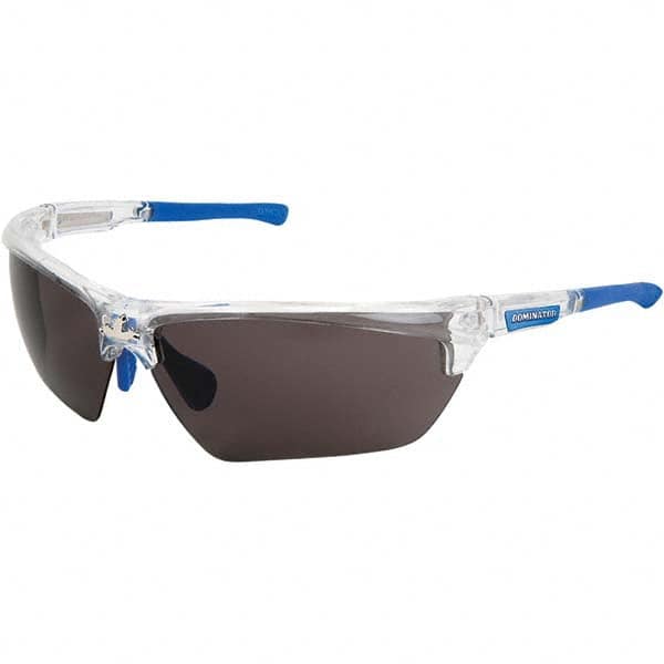 Safety Glass: Anti-Fog, Polycarbonate, Gray Lenses, Full-Framed, UV Protection Clear Frame, Dual, Adjustable