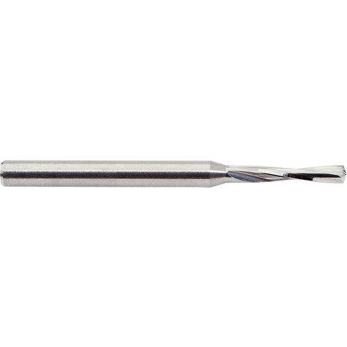0.31 mm Dia. × 3 mm Shank × 4.8 mm Flute Length × 38 mm OAL, 15xD, 135°, Uncoated, 2 Flute, External, Round Solid Carbide Drill - Exact Industrial Supply