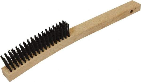 O-Cedar - 18 Rows, Steel Wire Brush - 10" Brush Length, 14" OAL, 1-1/8" Trim Length, Wood Curved Handle - Exact Industrial Supply