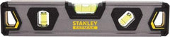Stanley - 9" Long 3 Vial Torpedo Level - Aluminum, Black/Silver/Yellow, 1 45°, 1 Level & 1 Plumb Vials - Exact Industrial Supply