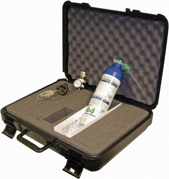 GfG - LEL, Oxygen, Carbon Monoxide, Hydrogen Sulfide Calibration Gas - Aluminum Cylinder, Includes Calibration Adapter, Tubing, 4-Way Calibration Gas, ABS Carrying Case & Fixed Flow Regulator - Exact Industrial Supply