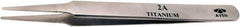 Aven - 4-1/2" OAL 2A Precision Tweezers - Rounded Flat Tip with Tapering Edge - Exact Industrial Supply
