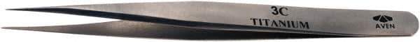 Aven - 4-1/4" OAL 3C Precision Tweezers - Fine Straight Point - Exact Industrial Supply
