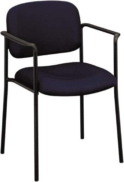Basyx - Fabric Navy Stacking Chair - Black Frame, 23-1/4" Wide x 21" Deep x 32-3/4" High - Exact Industrial Supply