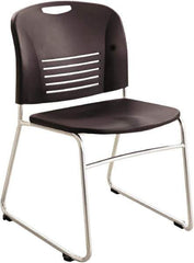 Safco - Plastic Black Stacking Chair - Silver Frame, 22-1/2" Wide x 19-1/2" Deep x 32-1/2" High - Exact Industrial Supply