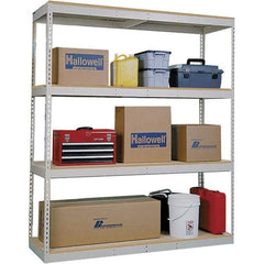 Hallowell - 4 Shelf Starter Open Steel Shelving - 500 Lb Capacity, 72" Wide x 84" High x 24" Deep, Tan - Exact Industrial Supply