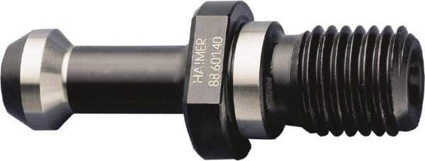 HAIMER - CAT40 Taper, 5/8-11 Thread, 45° Angle Radius, Standard Retention Knob - 1.62" OAL, 0.74" Knob Diam, 0.44" Flange Thickness, 0.64" from Knob to Flange, 0.49" Pilot Diam, 0.2362" Coolant Hole, Through Coolant - Exact Industrial Supply