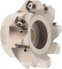 Iscar - 3.37" Cut Diam, 1" Arbor Hole, 0.18" Max Depth of Cut, 50° Indexable Chamfer & Angle Face Mill - 8 Inserts, IQ845 SYHU 07.. Insert, Right Hand Cut, Through Coolant, Series DoveIQMill - Exact Industrial Supply