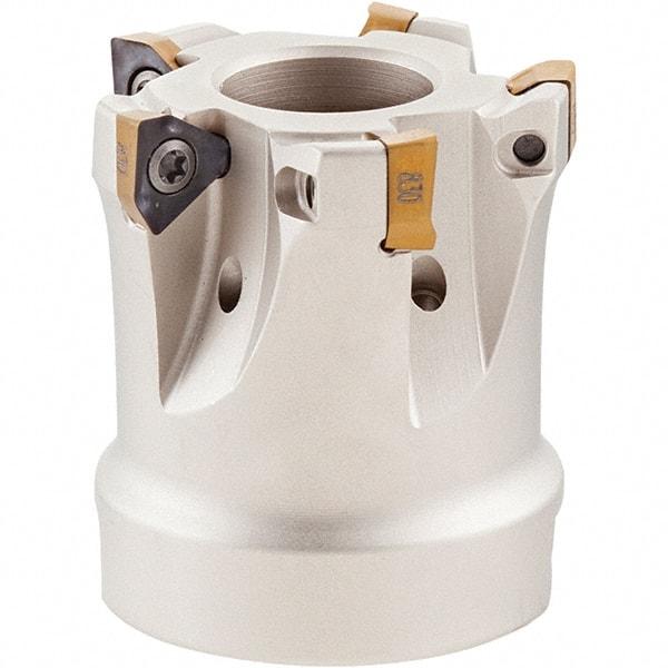 Iscar - 4 Inserts, 32mm Cut Diam, 16mm Arbor Diam, 5mm Max Depth of Cut, Indexable Square-Shoulder Face Mill - 0° Lead Angle, 35mm High, HM390 TCKT 0703PCTR Insert Compatibility, Through Coolant, Series HeliIQMill - Exact Industrial Supply