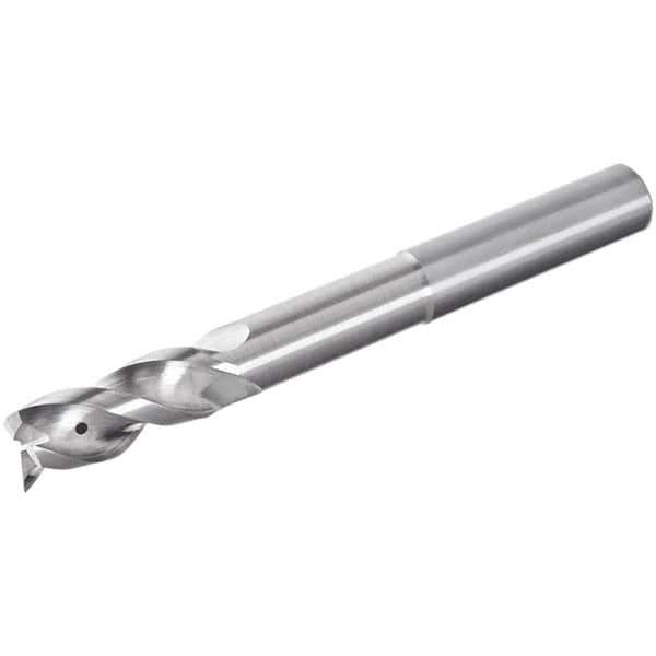 Iscar - 3 Flute Solid Carbide Roughing & Finishing Corner Radius End Mill - Uncoated, Straight Shank, 39° Helix, Non-Centercutting, Regular Length - Exact Industrial Supply