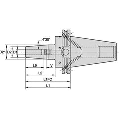 Kennametal - 1/2" Hole Diam, CVKV40 Taper Shank Shrink Fit Tool Holder & Adapter - 3-3/4" Projection, 0.94" Nose Diam, 1.42" Clamping Depth, 20,000 RPM, Through Coolant - Exact Industrial Supply