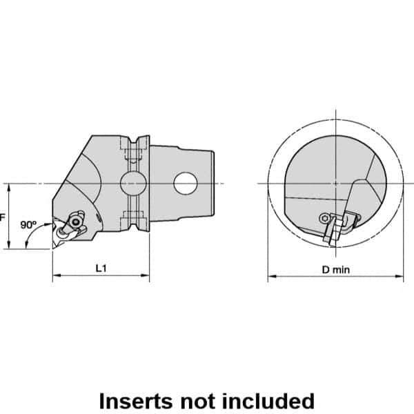 Kennametal - Insert Style LT 16NR, 40mm Head Length, Right Hand Cut, Internal Modular Threading Cutting Unit Head - System Size KM40TS, 27mm Center to Cutting Edge, Series LT Threading - Exact Industrial Supply
