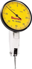 Starrett - 0.8 mm Range, 0.01 mm Dial Graduation, Horizontal Dial Test Indicator - 1-9/16 Inch Yellow Dial, 0-40-0 Dial Reading - Exact Industrial Supply