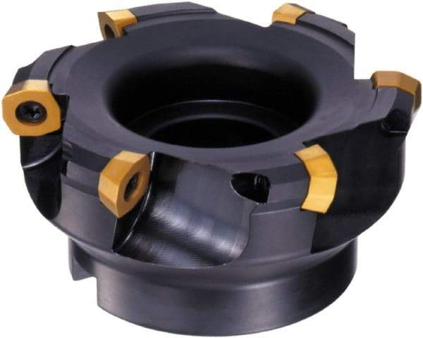 Sumitomo - 6 Inserts, 4" Cutter Diam, 0.28" Max Depth of Cut, Indexable High-Feed Face Mill - 1/2" Arbor Hole Diam, 2" High, SD.W 1406 Inserts, Series SumiMill MS Mill - Exact Industrial Supply