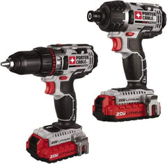 Porter-Cable - 20 Volt Cordless Tool Combination Kit - Includes 1/2" Drill/Driver & 1/4" Impact Driver, Lithium-Ion Battery Included - Exact Industrial Supply