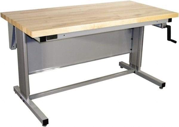 Proline - 72 Wide x 30" Deep x 42" High, Maple Workbench - Adjustable Height Legs, Gray - Exact Industrial Supply