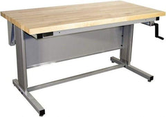 Proline - 72 Wide x 30" Deep x 42" High, Maple Workbench - Adjustable Height Legs, Gray - Exact Industrial Supply
