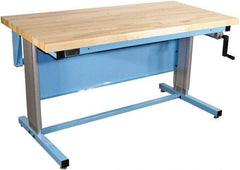 Proline - 72 Wide x 30" Deep x 42" High, Maple Workbench - Adjustable Height Legs, Blue - Exact Industrial Supply