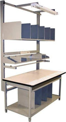 Proline - 72 Wide x 30" Deep x 36" High, Plastic Laminate Workbench - T-Molded Edge, Adjustable Height Legs, Gray - Exact Industrial Supply