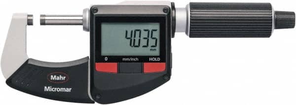 Mahr - Carbide-Tipped IP40 Rapid Measurement Electronic Outside Micrometer - Exact Industrial Supply