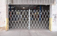 Illinois Engineered Products - 78" High Bi-Parting Folding Gates - Galvanized Steel, Silver - Exact Industrial Supply