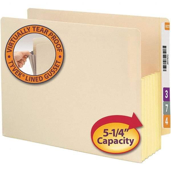 SMEAD - 12-3/8 x 9-1/2", Letter Size, Manila, Expansion Folders - Straight Tab Cut Location - Exact Industrial Supply