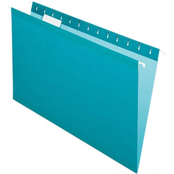 Pendaflex - 8-1/2 x 14", Legal, Teal, Hanging File Folder - 11 Point Stock, 1/5 Tab Cut Location - Exact Industrial Supply