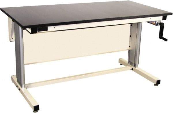 Proline - 72 Wide x 30" Deep x 42" High, Chem-Guard Workbench - Adjustable Height Legs, Beige - Exact Industrial Supply