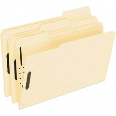 Pendaflex - 8-1/2 x 14", Legal, Manila, File Folders with Top Tab - Assorted Tab Cut Location - Exact Industrial Supply