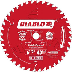 Freud - 6-1/2" Diam, 5/8" Arbor Hole Diam, 40 Tooth Wet & Dry Cut Saw Blade - Carbide-Tipped, Finishing Action, Standard Round Arbor - Exact Industrial Supply