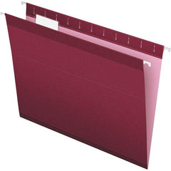 Pendaflex - 8-1/2 x 11", Letter Size, Burgundy, Hanging File Folder - 11 Point Stock, 1/5 Tab Cut Location - Exact Industrial Supply