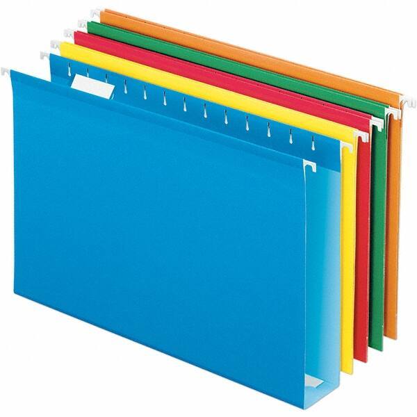 Pendaflex - 8-1/2 x 14", Legal, Assorted Colors, Hanging File Folder - 11 Point Stock, 1/5 Tab Cut Location - Exact Industrial Supply