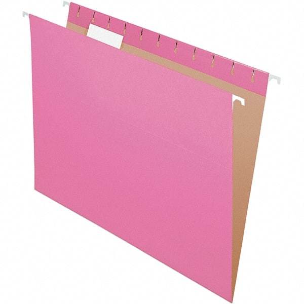 Pendaflex - 8-1/2 x 11", Letter Size, Pink, Hanging File Folder - 11 Point Stock, 1/5 Tab Cut Location - Exact Industrial Supply