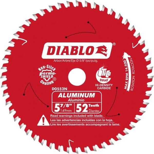 Freud - 5-7/8" Blade Diam, 52 Teeth, Carbide-Tipped Cold Saw Blade - 5/8" Arbor Hole Diam, 0.045" Blade Thickness - Exact Industrial Supply