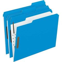 Pendaflex - 11-5/8 x 9-1/2", Letter Size, Blue, File Folders with Top Tab - 11 Point Stock, Assorted Tab Cut Location - Exact Industrial Supply