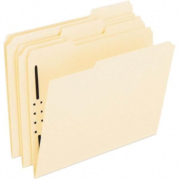 Pendaflex - 8-1/2 x 11", Letter Size, Manila, File Folders with Top Tab - Assorted Tab Cut Location - Exact Industrial Supply