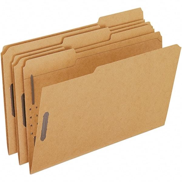 Pendaflex - 8-1/2 x 14", Legal, Brown, File Folders with Top Tab - Assorted Tab Cut Location - Exact Industrial Supply