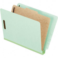 Pendaflex - 8-1/2 x 11", Letter Size, Pale Green, Classification Folders with Top Tab Fastener - 25 Point Stock, End Tab Cut Location - Exact Industrial Supply
