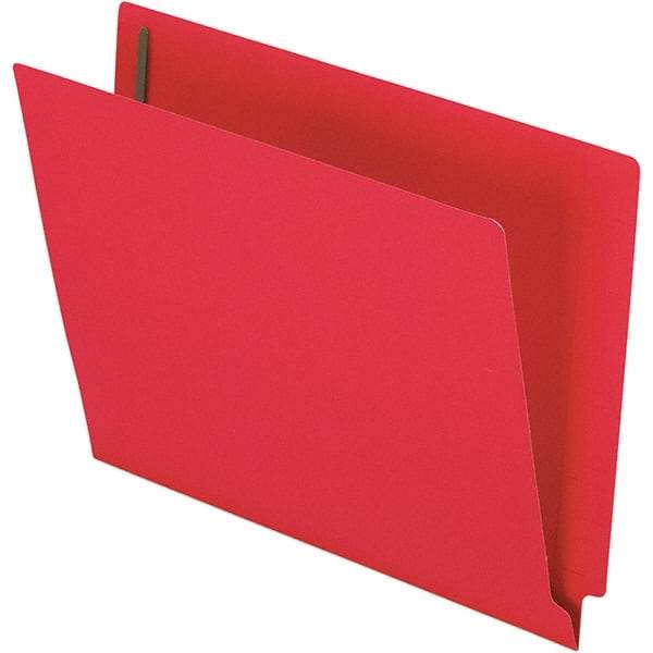 Pendaflex - 8-1/2 x 11", Letter Size, Red, File Folders with End Tab - 11 Point Stock, Straight Tab Cut Location - Exact Industrial Supply