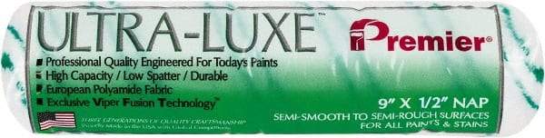 Premier Paint Roller - 1/2" Nap, 9" Wide Paint Roller Cover - Semi-Rough Texture, Polyamide - Exact Industrial Supply