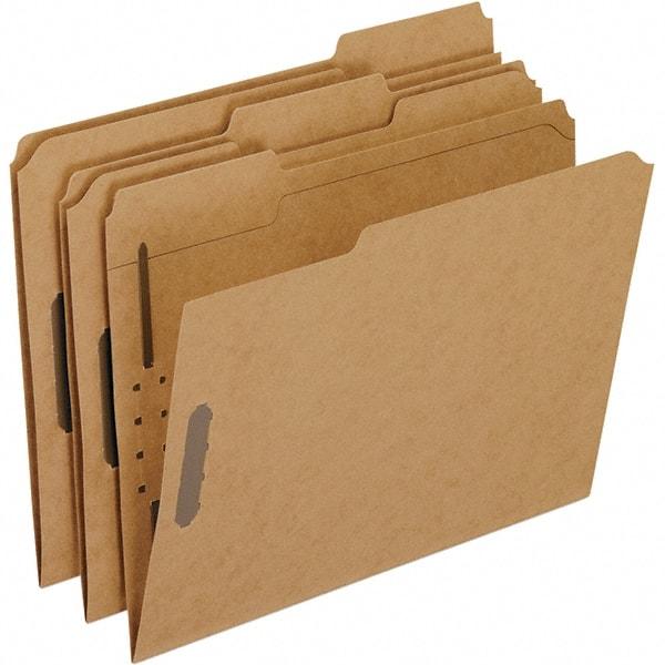 Pendaflex - 8-1/2 x 11", Letter Size, Brown, File Folders with Top Tab - Assorted Tab Cut Location - Exact Industrial Supply