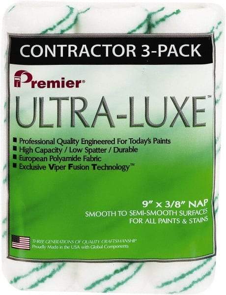 Premier Paint Roller - 3/8" Nap, 9" Wide Paint Roller Cover - Semi-Smooth Texture, Polyamide - Exact Industrial Supply