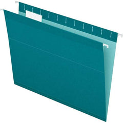 Pendaflex - 8-1/2 x 11", Letter Size, Teal, Hanging File Folder - 11 Point Stock, 1/5 Tab Cut Location - Exact Industrial Supply