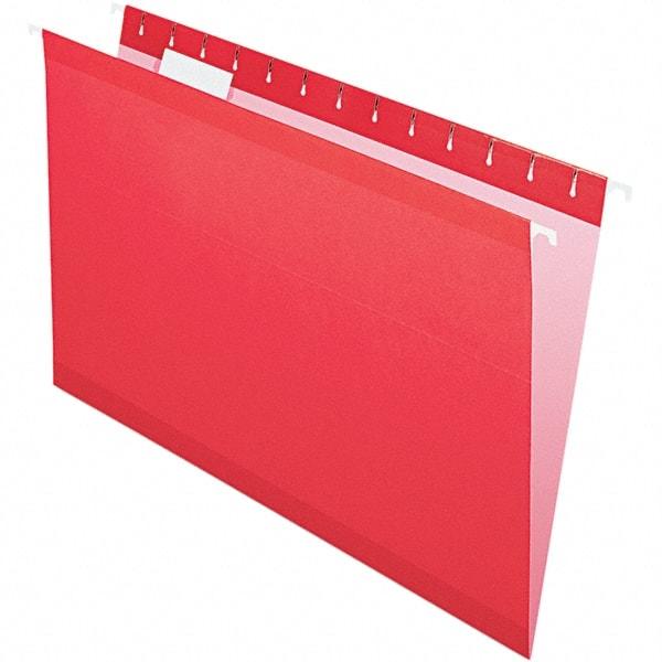 Pendaflex - 8-1/2 x 14", Legal, Red, Hanging File Folder - 11 Point Stock, 1/5 Tab Cut Location - Exact Industrial Supply